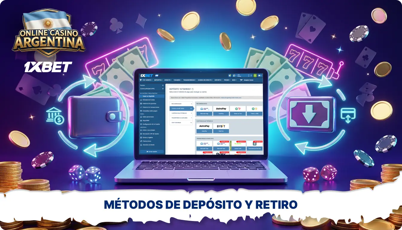 1xBet en Argentina ofrece métodos cómodos para depositar y retirar fondos para todos los jugadores