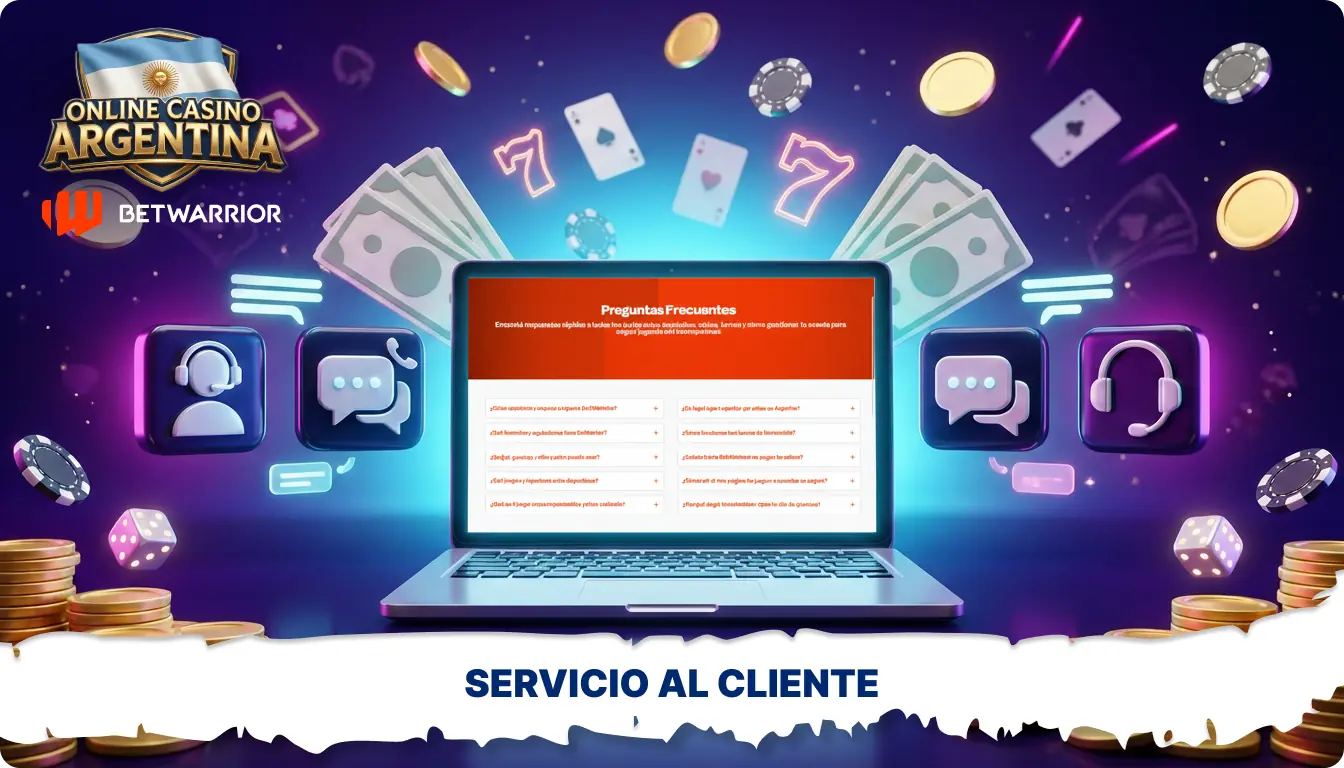 El servicio de atención al cliente del casino Betwarrior en Argentina está disponible a través de varios canales y funciona las 24 horas del día