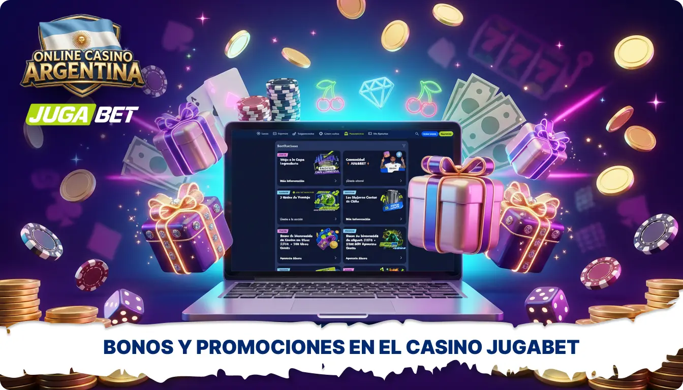 Jugabet en Argentina ofrece a los jugadores diferentes bonos, entre los que se incluyen reembolsos, giros gratis y un bono de bienvenida