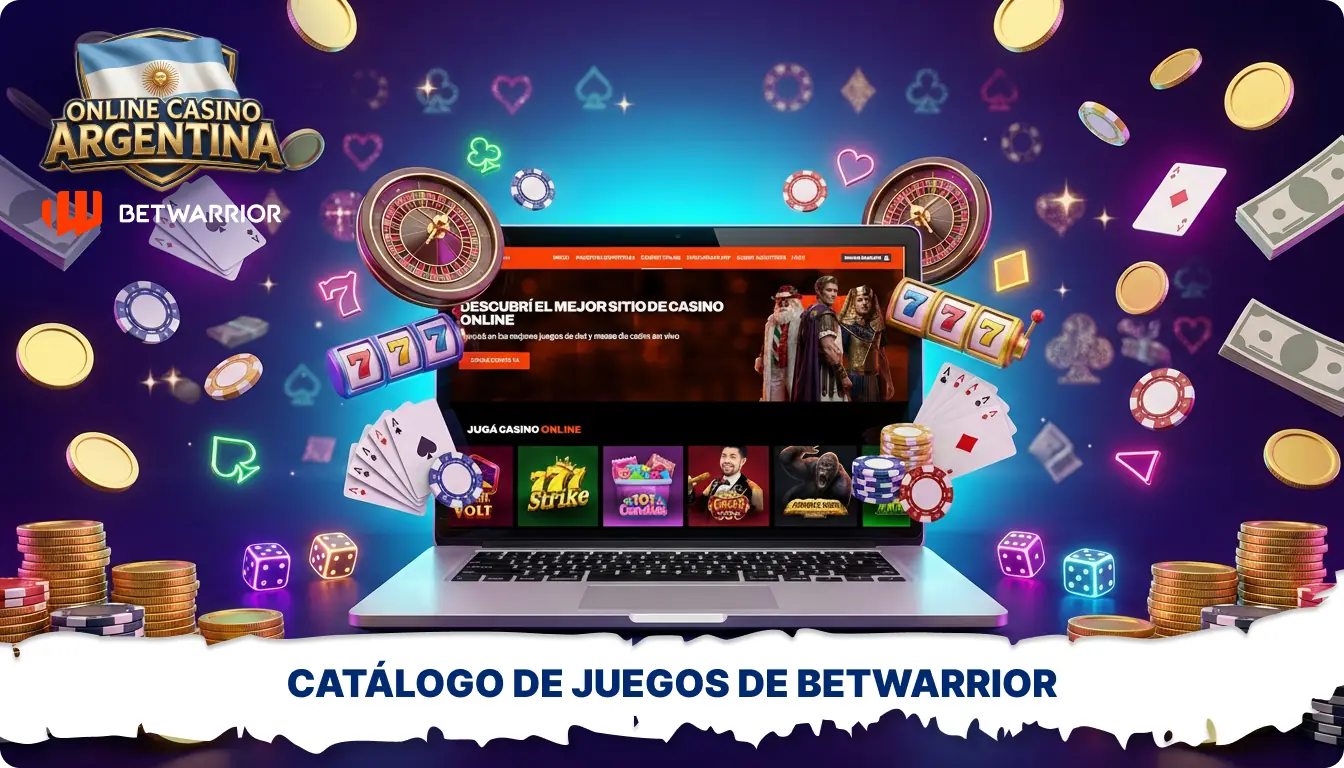 Betwarrior ofrece en Argentina un amplio catálogo de juegos de casino y con crupieres en vivo en línea