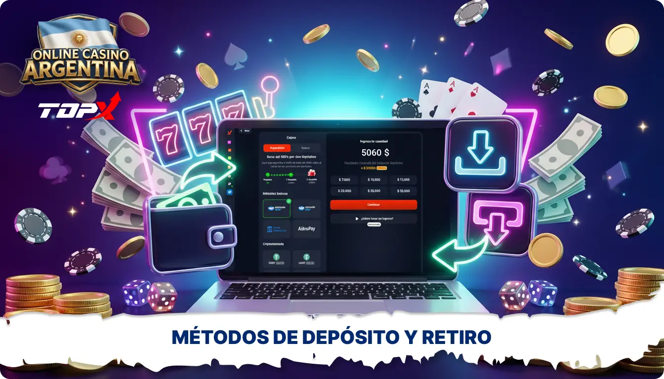 TopX en Argentina admite tarjetas, monederos electrónicos, criptomonedas y métodos de pago locales en pesos